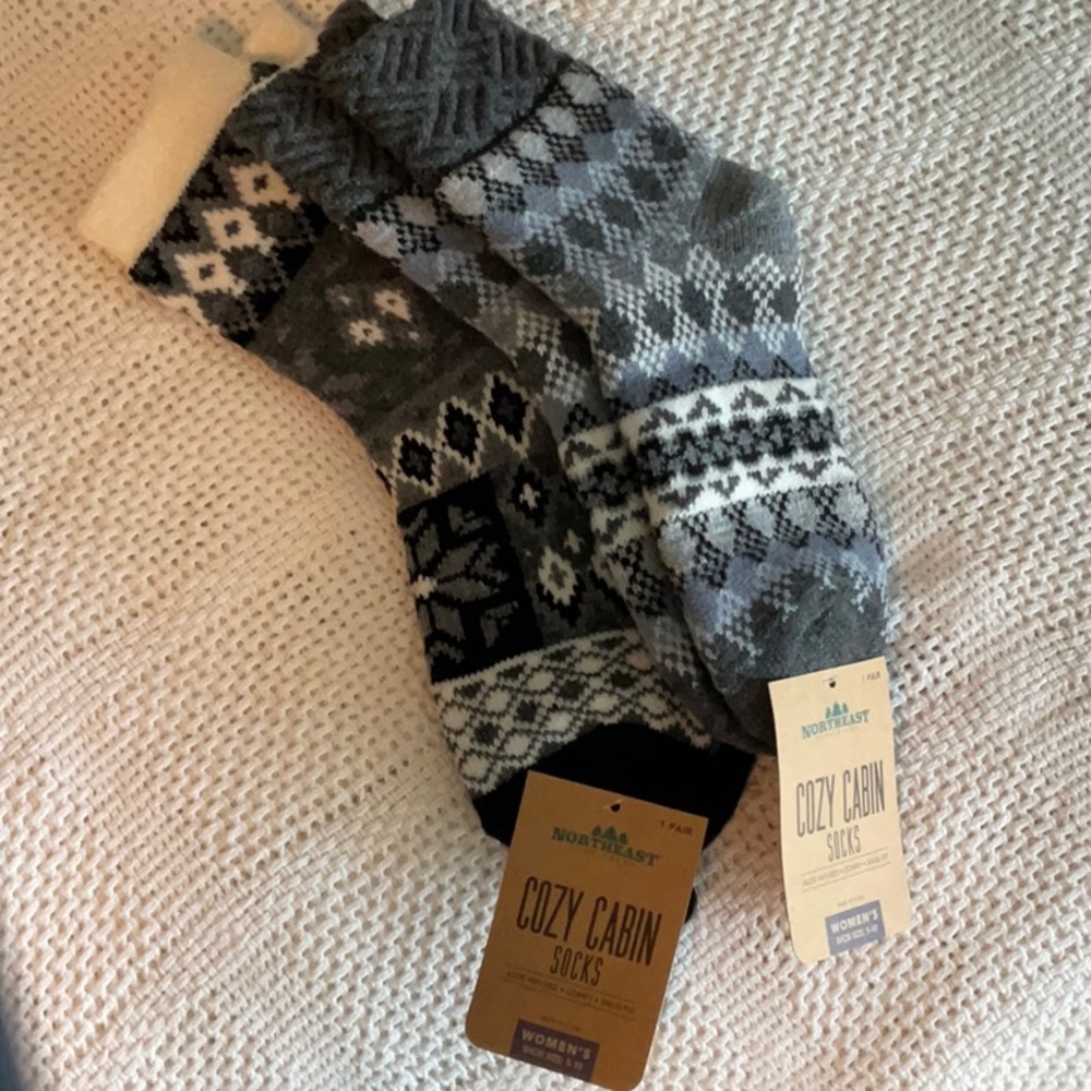 Northwest Territory Patterned Cabin Socks - Black, Gray, White